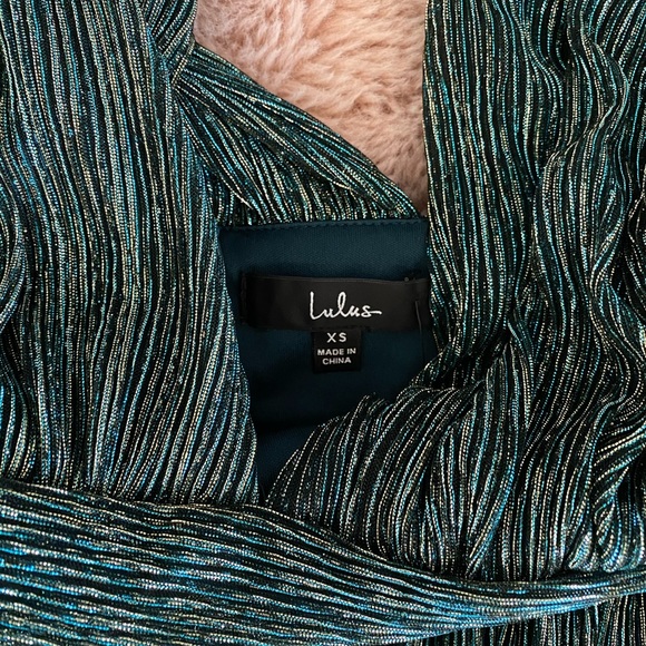 Lulus Ailey Gold and Teal Blue Skater Dress NWT - Picture 11 of 13